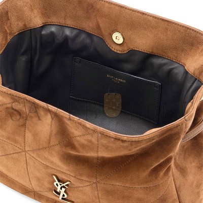 YSL JAMIE LEATHER-TRIMMED QUILTED SUEDE SHOULDER BAG (31*24*11cm) 